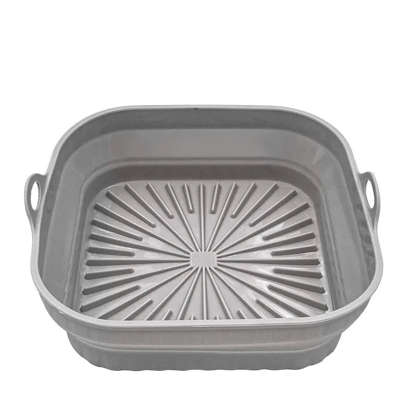 Silicone air fryer liner in round shape grey colour non-stick reusable mat