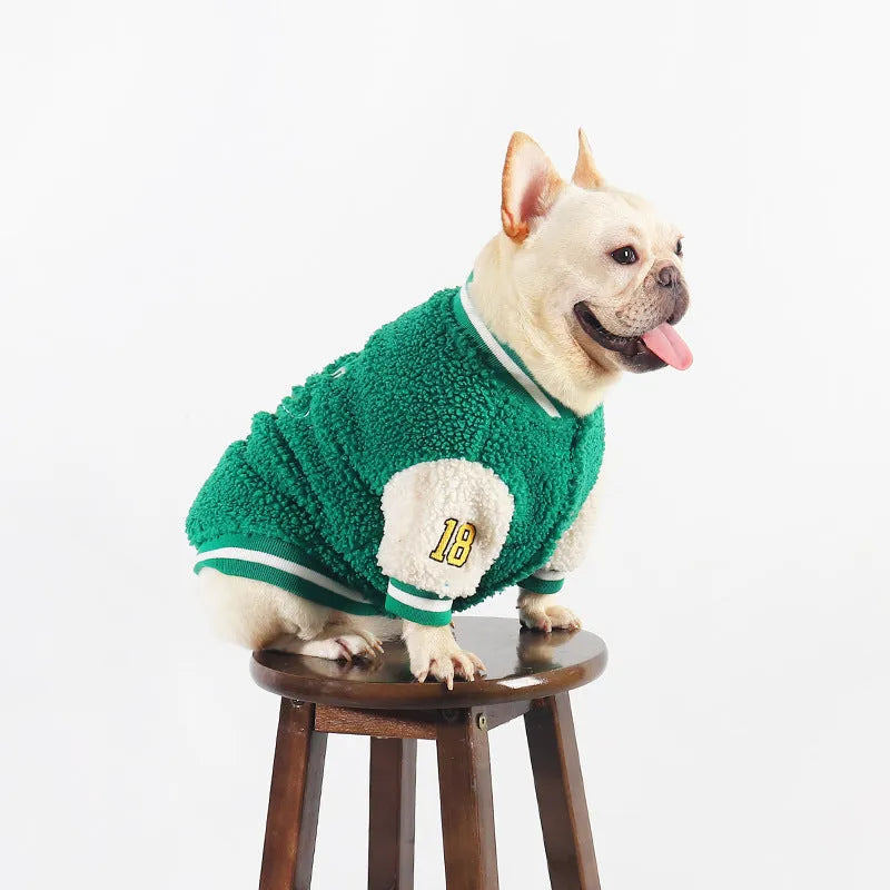 Green fleece-lined thick dog winter coat for large breeds size L to 4XL
