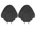 Black leather motorcycle anti kick pad with storage pocket, shown alongside a second pad