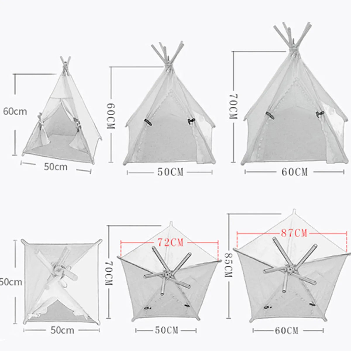 Striped flax and linen pet teepee tent with cushion for small dogs cats rabbits