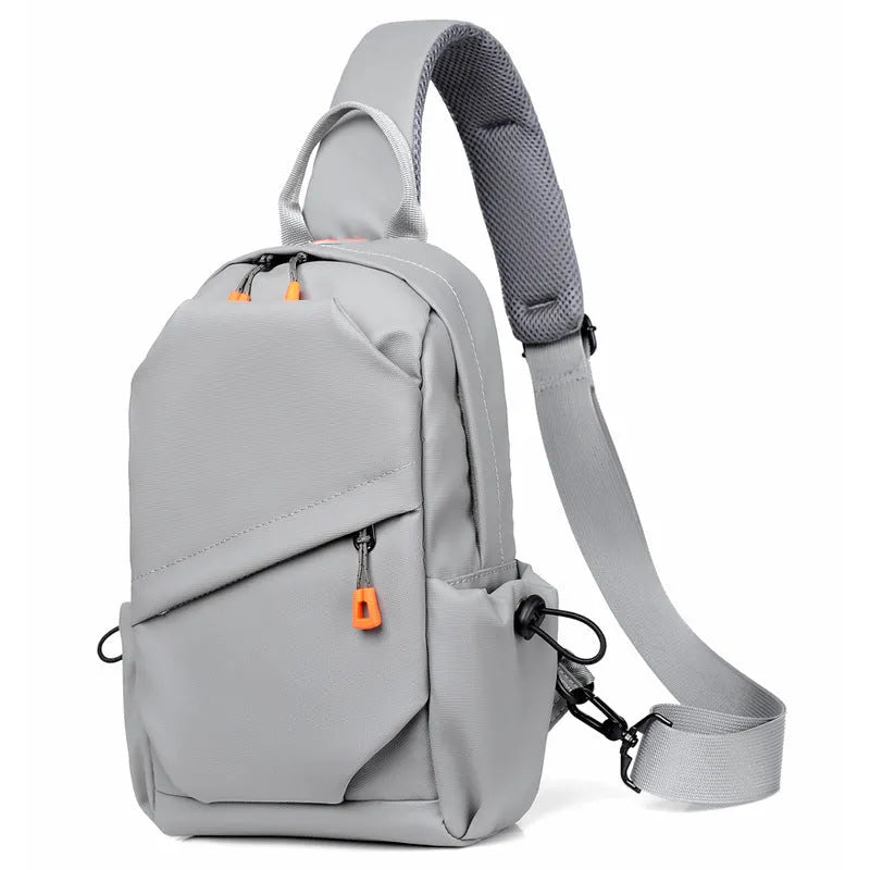 Men's black waterproof polyester crossbody bag with simple casual design