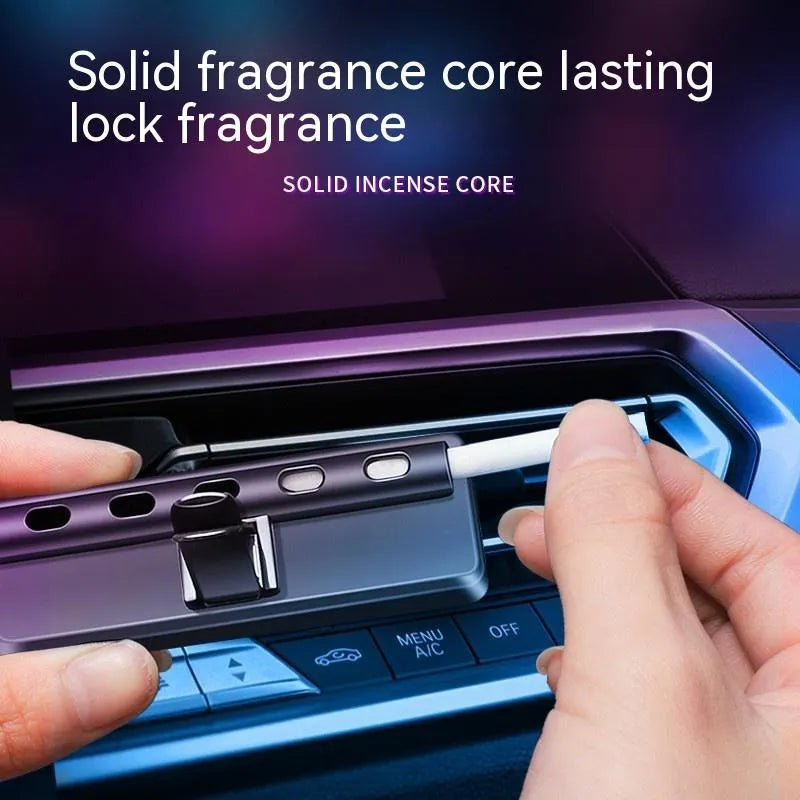 Black car vent aromatherapy LED ambience light and auto perfume deodorist with fragrance stick