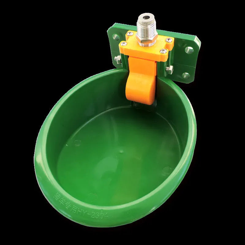 Green plastic automatic sheep drinking bowl with water nozzle for pigs and sheep