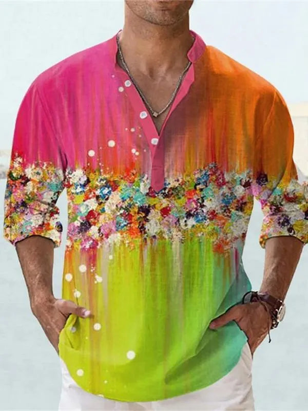 British style short sleeve shirt with striped pattern made from bamboo hemp fabric.