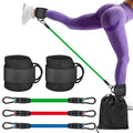 Yoga exercise hip lifting leg shaping ankle buckle tension band set with three TPE resistance bands and foot loops