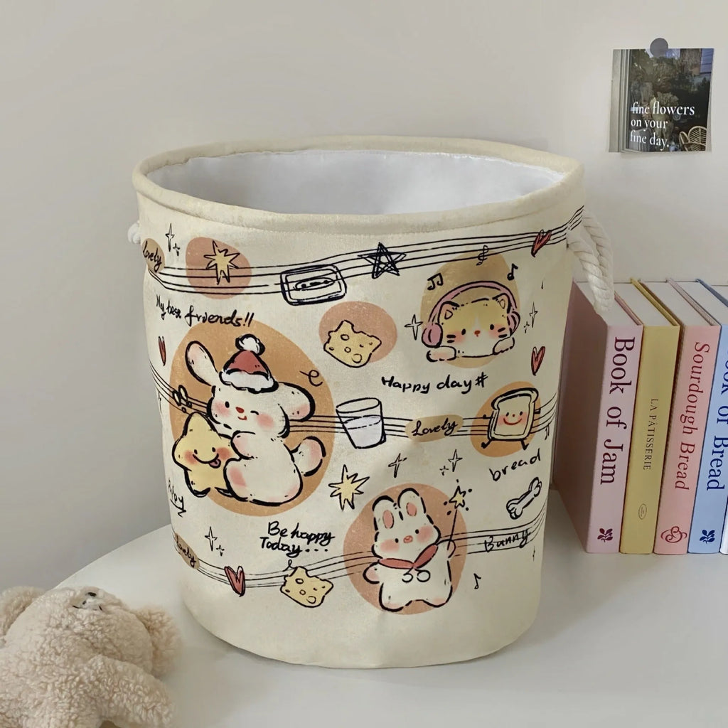 Foldable cotton laundry basket in a choice of twelve patterns including baby bear and mint green designs