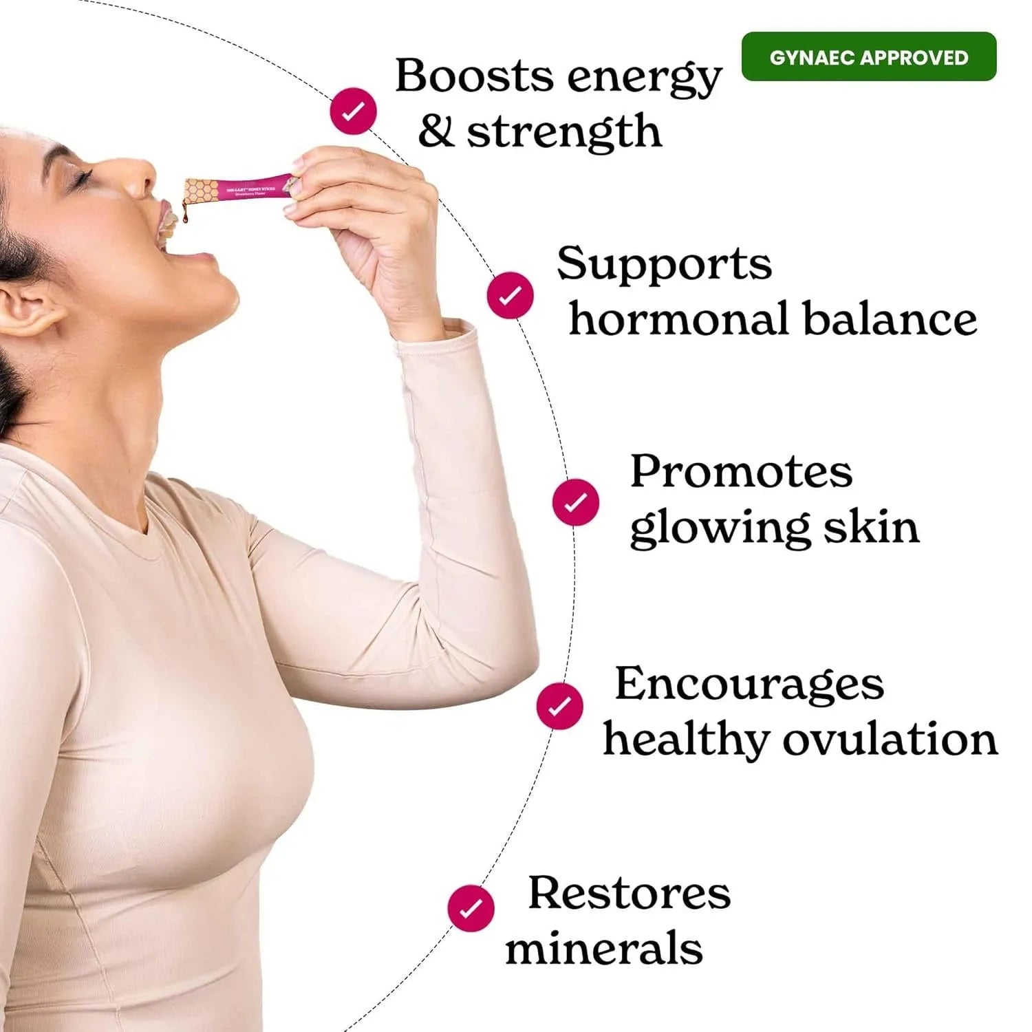 Bottle of 30 shilajit honey sticks with saffron for energy and immune support