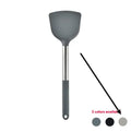 Silicone 12-piece kitchen utensil set with rotating storage bucket in black, including spatula, spoon, egg beater, and food clip.