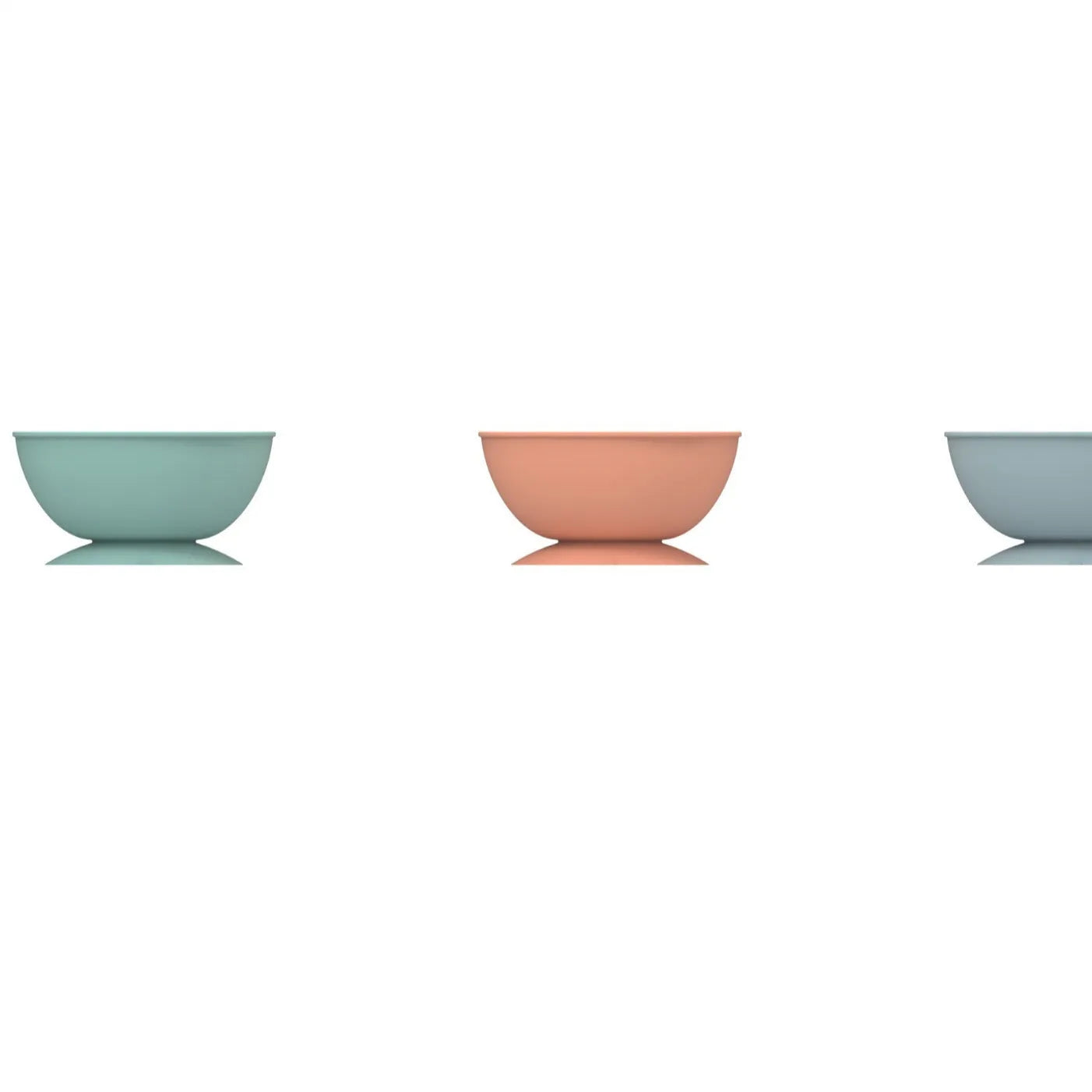 Cyan silicone pet bowl with textured slow feeder pattern and a suction cup base