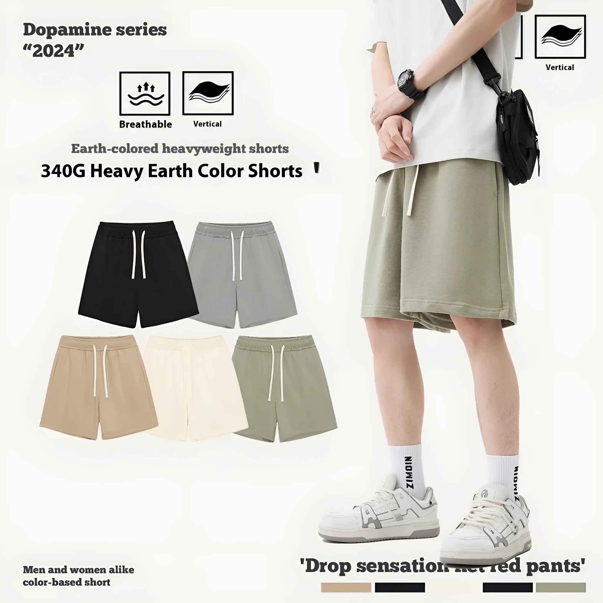 Cotton denim baby shorts in charcoal grey, loose fit casual pants for summer