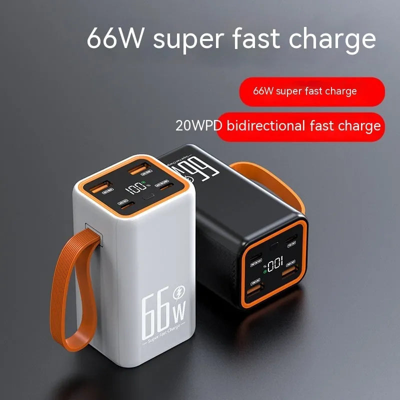 Black and white 20000 mAh fast charge portable power bank with creative design
