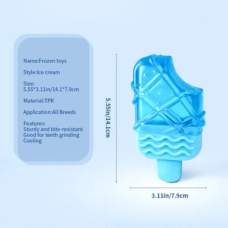 Summer ice cold dog cooling toy set with pacifier, popsicle, and ring shapes in assorted colours