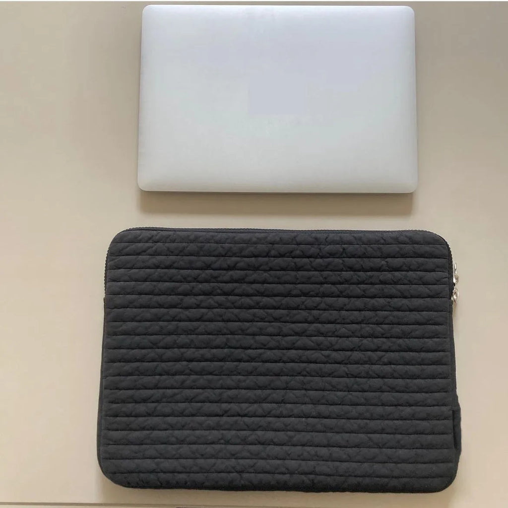Black and white cotton cloth anti-seismic laptop bag clutch for tablet PCs with coin pocket