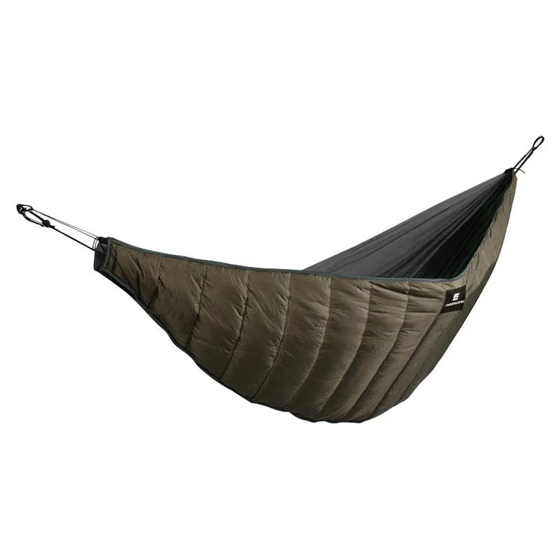 Outdoor camping thickened sleeping bag in army green with compression bag, 238cm long, 200g hollow cotton filling