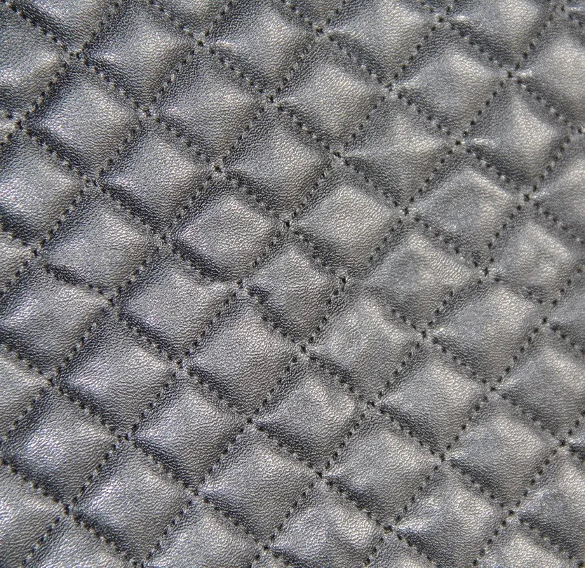 Black quilted automotive seat cover made from PU and polyester fabric with plastic attachment hooks
