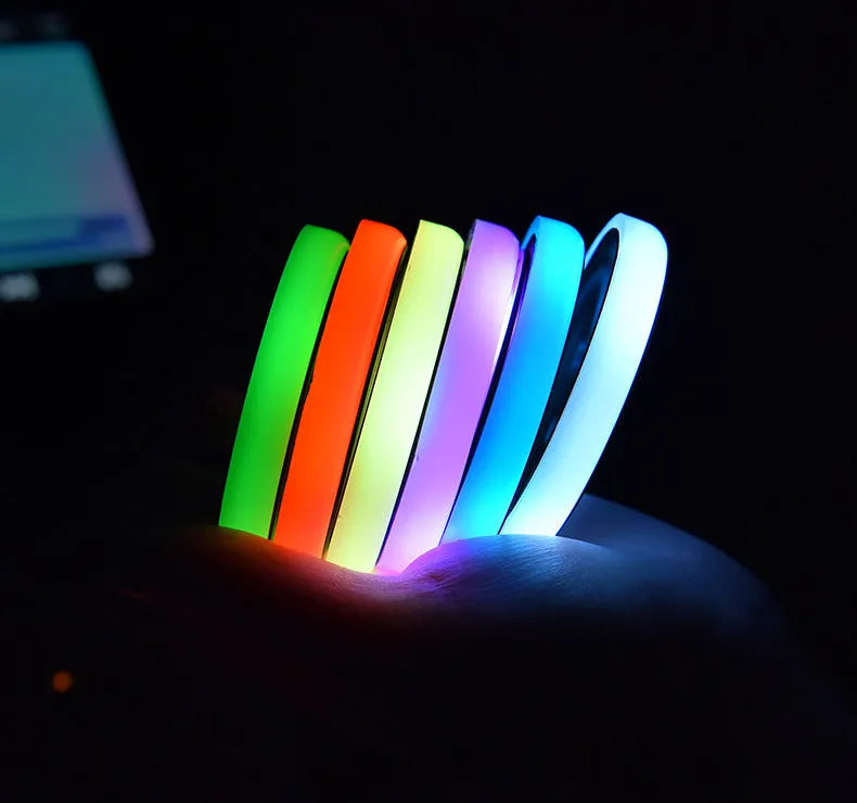 LED light-up coaster for car cup holder with seven colour changing modes and USB charging cable
