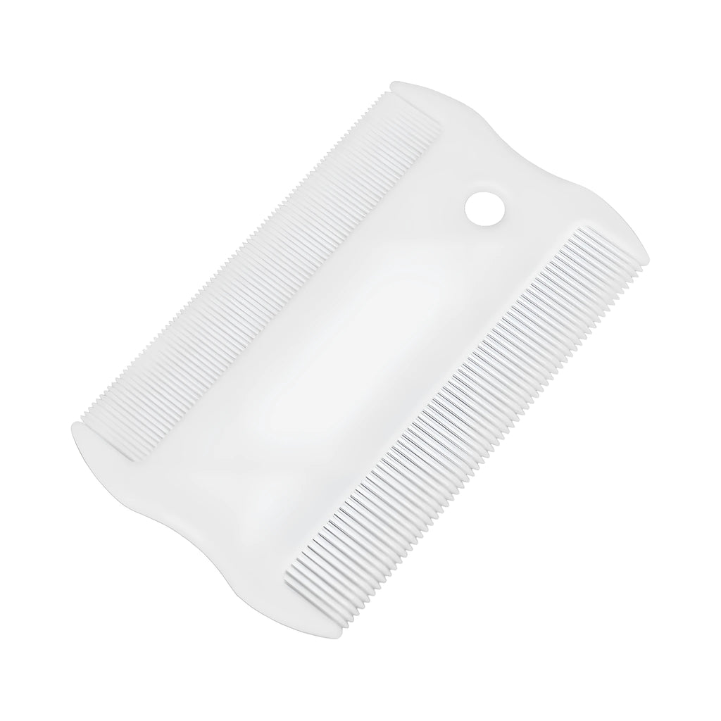 Double-sided plastic flea comb for pets with fine teeth for face grooming and tear stain removal