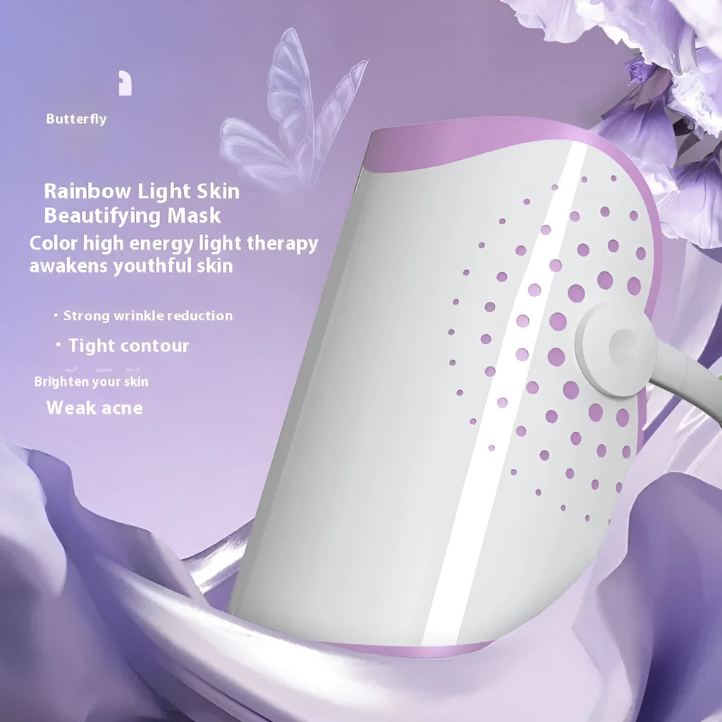 White and purple photon beauty mask IPL device for household facial skincare with colour light function