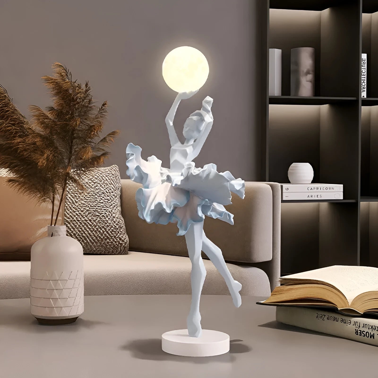 Small modern resin USB night light in black gold, white, pink, or light blue colour