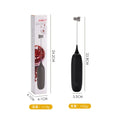 Black and white hand-held electric milk frother blender for coffee beverages
