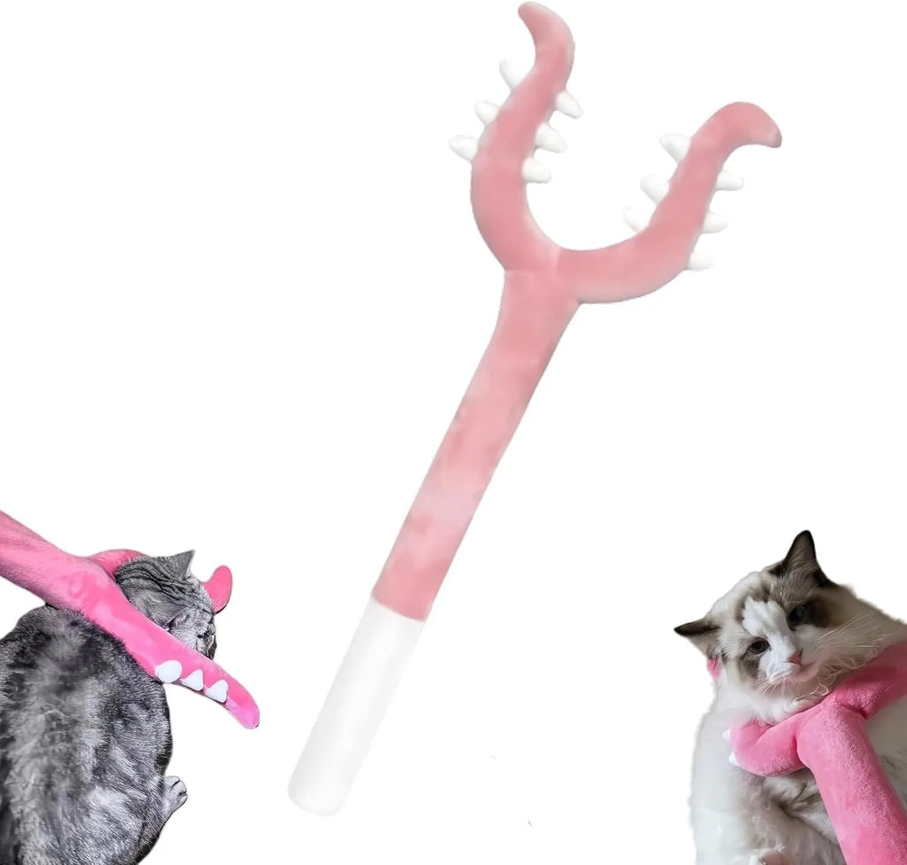 70cm blue plush cat wand toy with soft construction for interactive indoor play