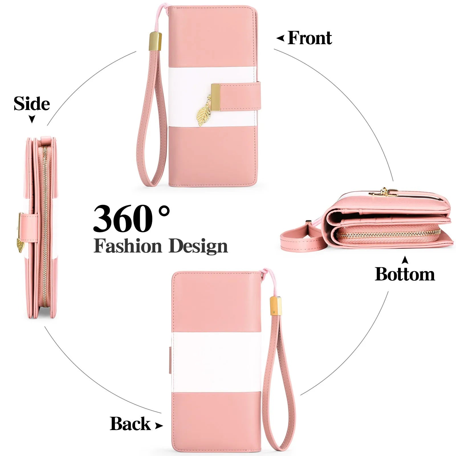 Anti-theft clutch handbag with lock closure in PU leather showing 19.5cm dimensions