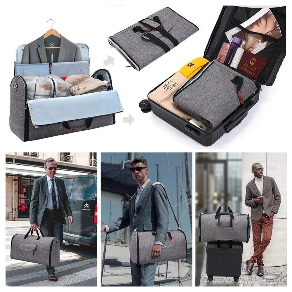 Folding Oxford cloth travel and workout duffel bag in dark blue, grey, or black colours