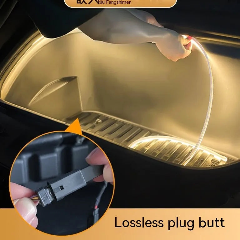 Tesla Model 3/Y front backup box ambience lights in three colour options with soft silicone construction