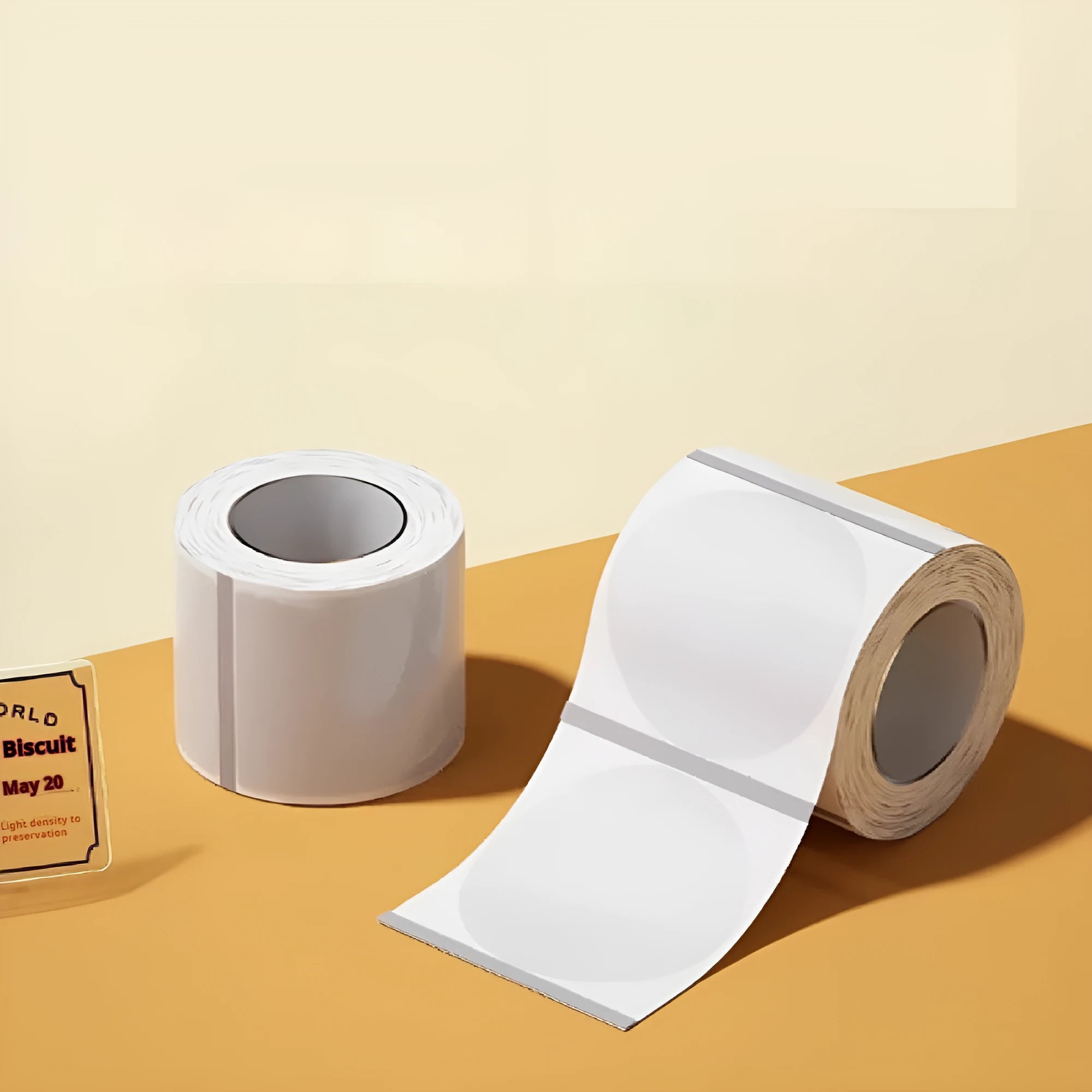Assortment of transparent waterproof adhesive labels in various rectangular and round sizes on a sheet.