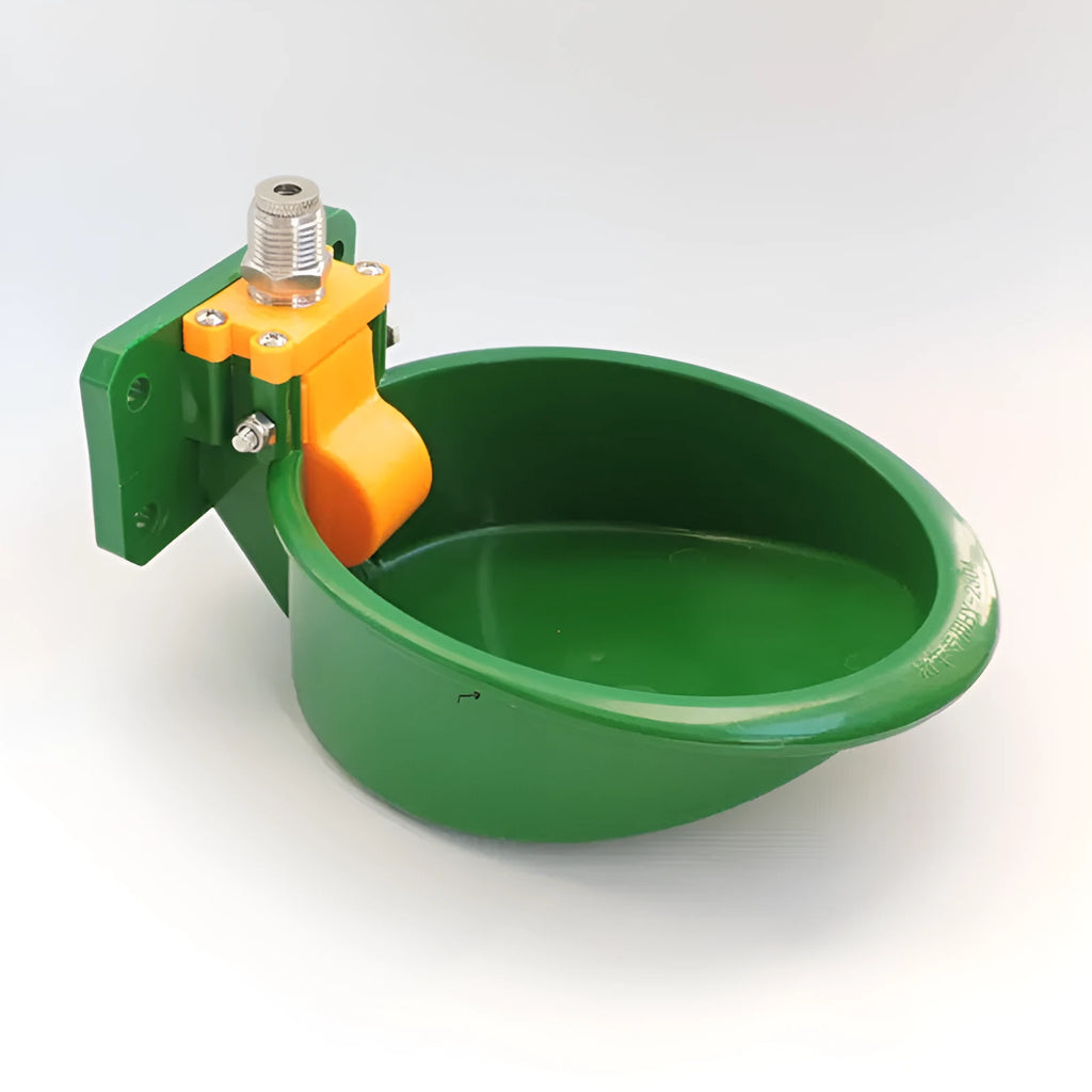 Green plastic automatic sheep drinking bowl with water nozzle for pigs and sheep
