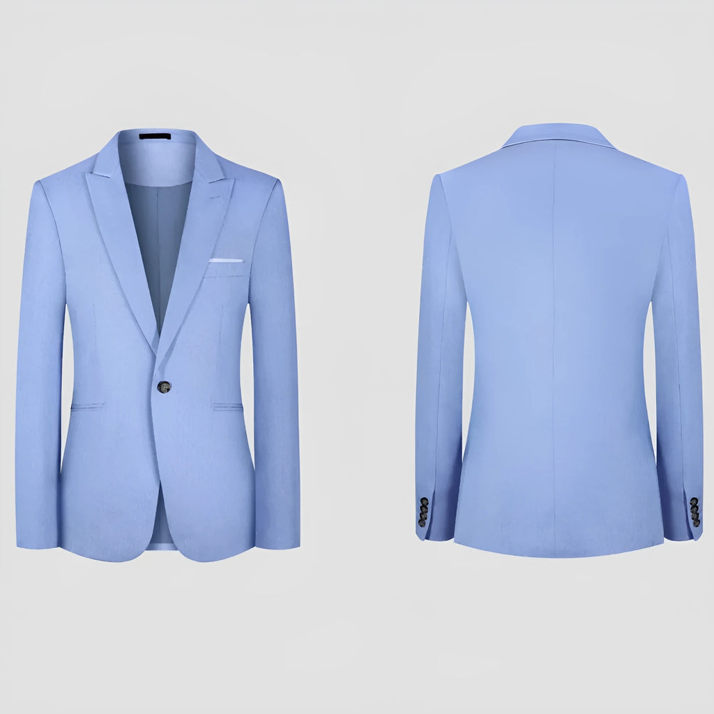 Men's western style casual suit jacket in pink or light blue with Asian sizing options