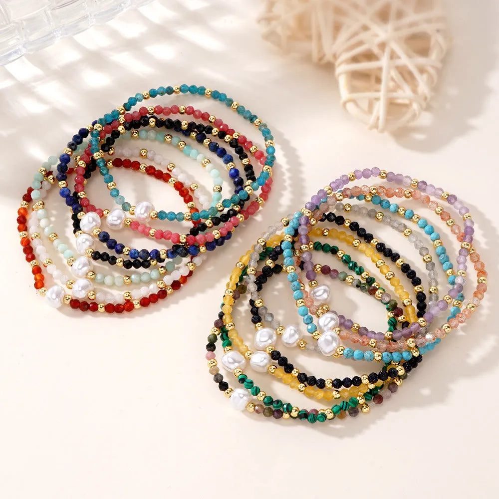 Unisex natural stone bracelet with geometric ellipse shape in light luxury style