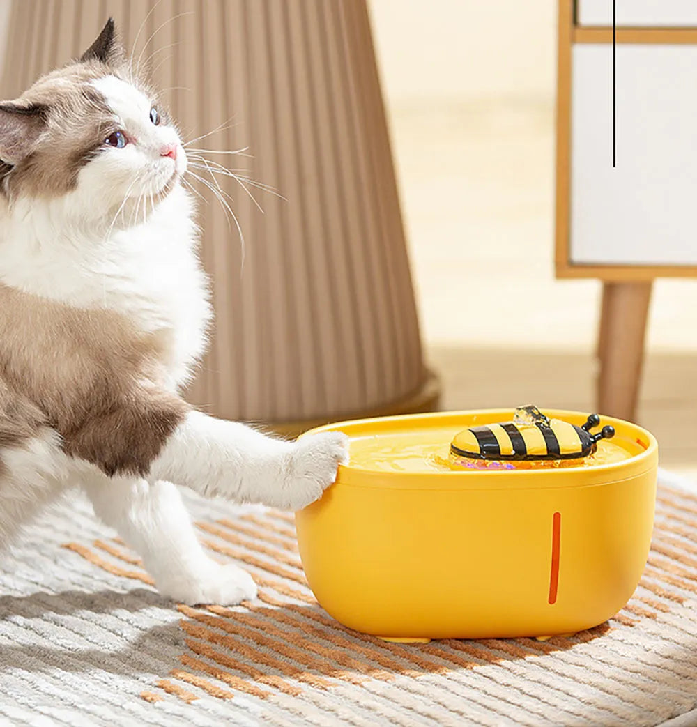 Automatic cat water fountain with filtration system blue light indicator and anti-slip base