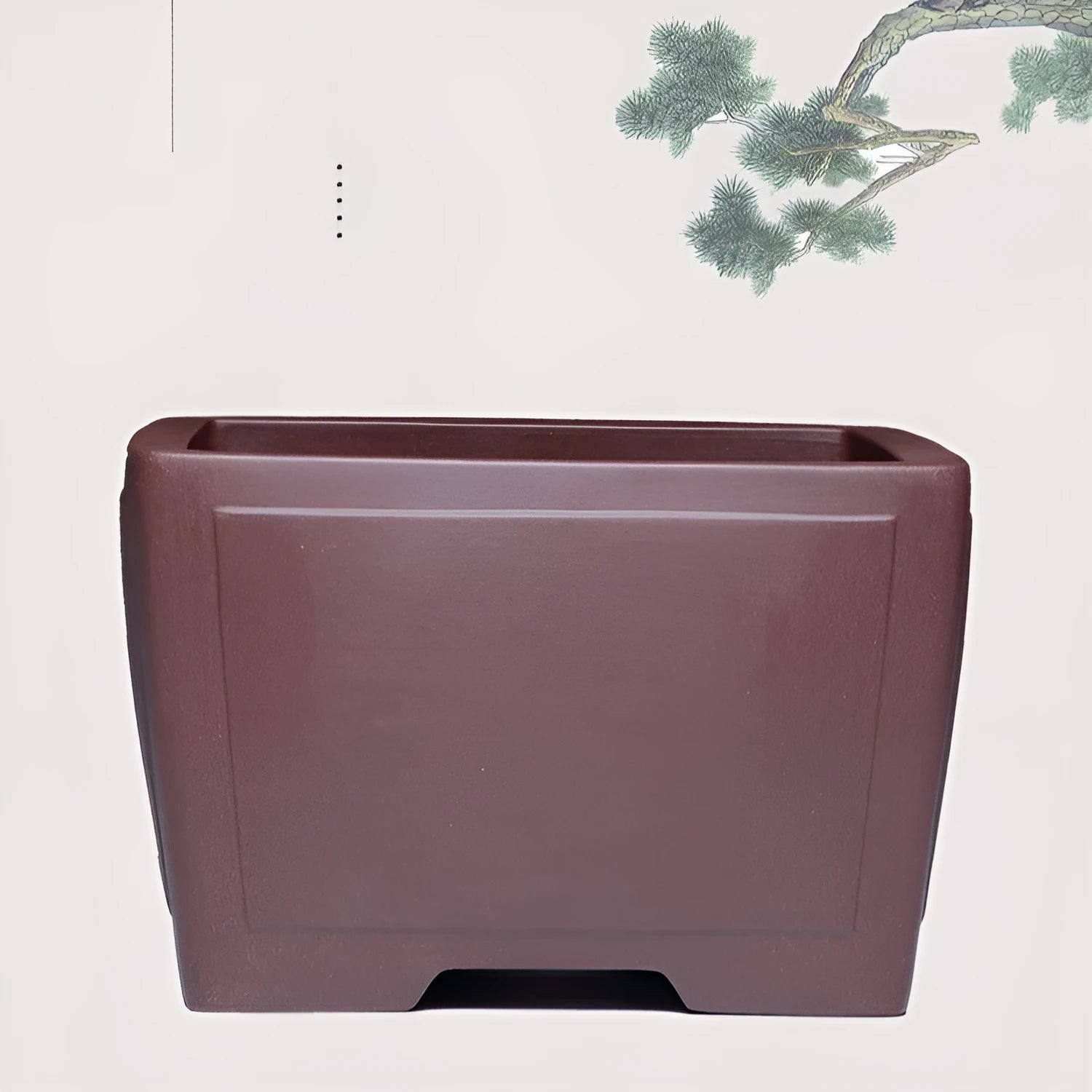 Square purple clay succulent bonsai pot showing classical design with multiple size options