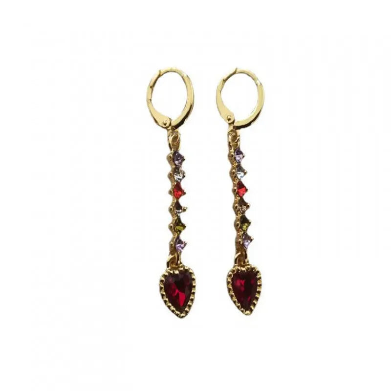Women's heart-shaped alloy earrings with gold or silver electroplated finish