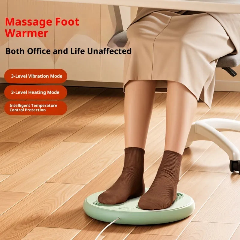 USB foot warmer massager in Beige Gray with heating pad and cable on a desk