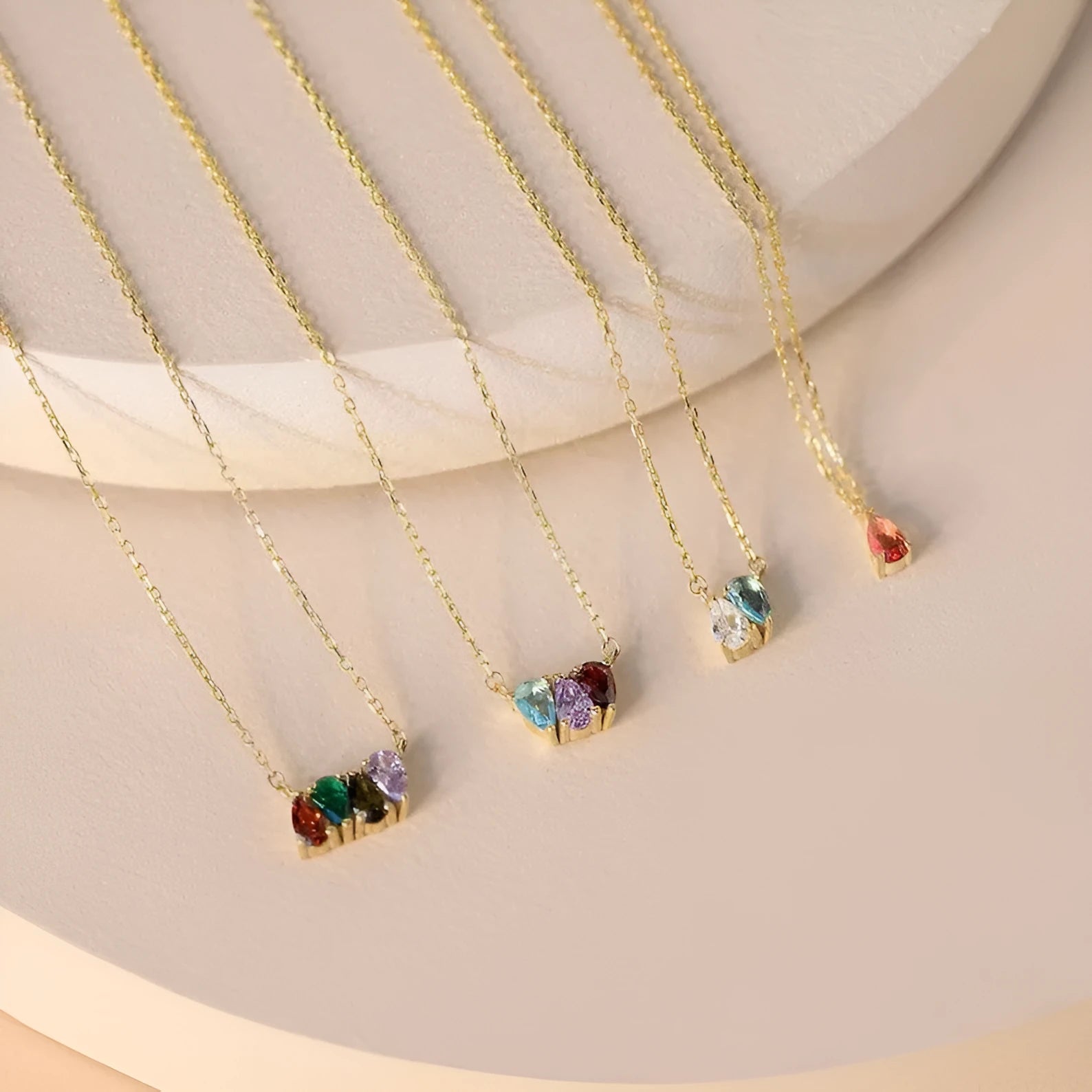 Titanium steel zircon birthstone necklace with princess pendant in silver, gold or rose gold colour options