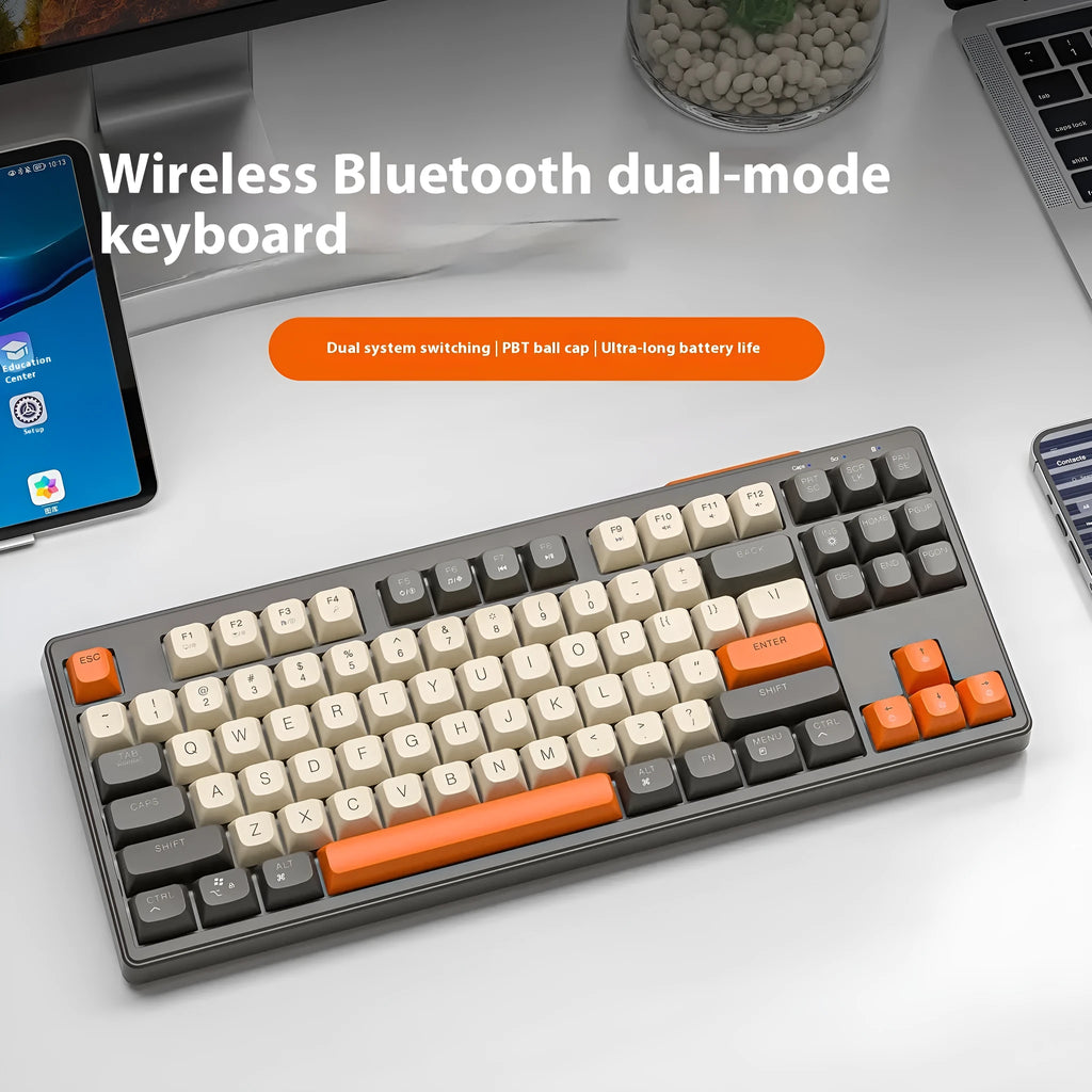 Free Wolf M87 wireless Bluetooth dual-mode keyboard in compact 87-key layout with ABS construction