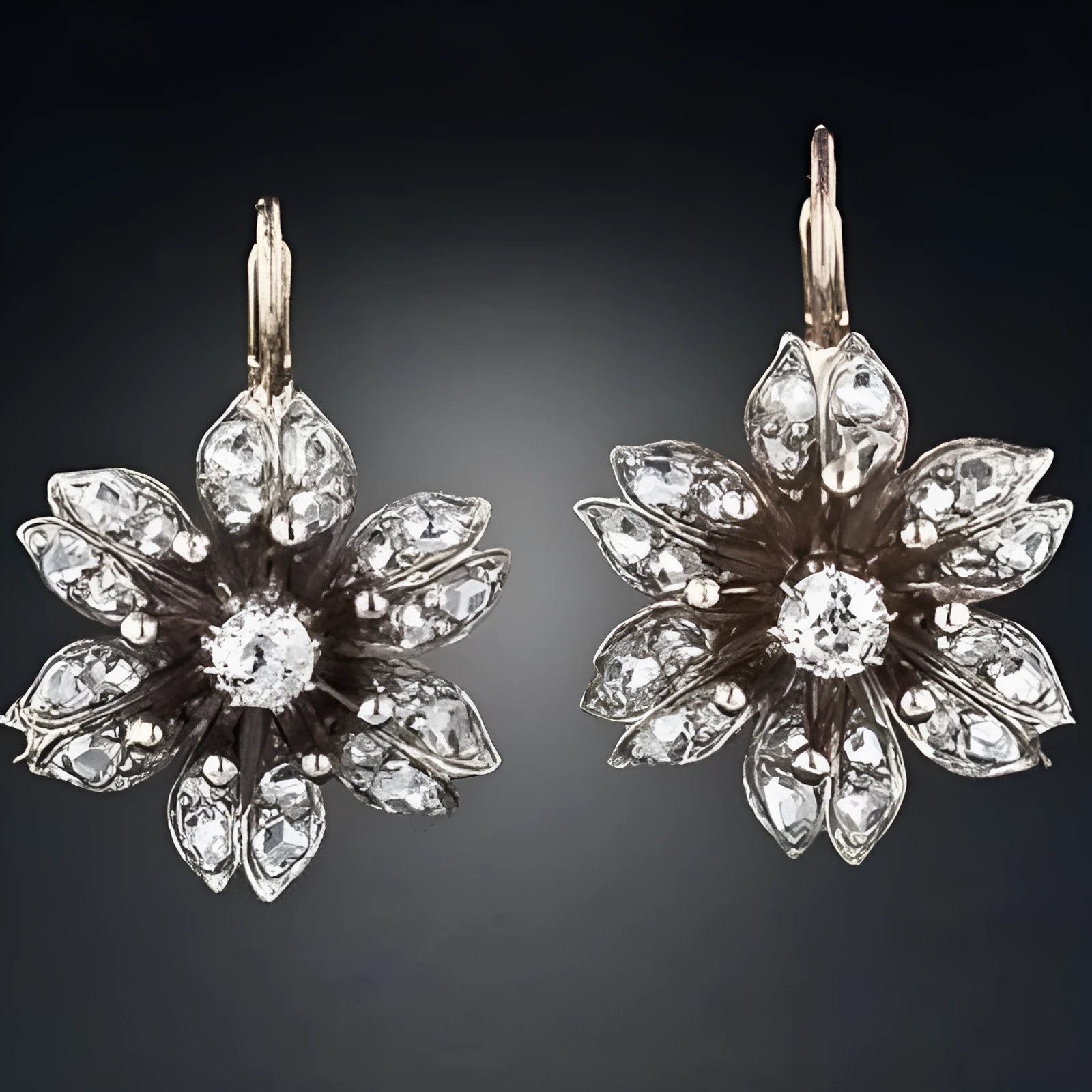 Silver electroplated alloy earrings with retro design for women's office fashion