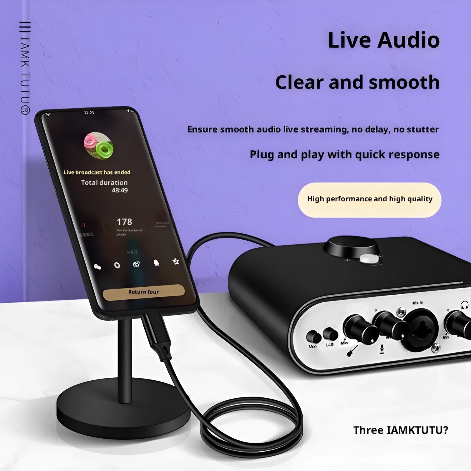 OTG transfer live sound card data cable 1.4m silicone black with Type-C to Apple connector