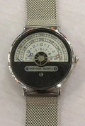 Mens sports quartz watch with 40mm round dial, stainless steel strap, and gold tone case