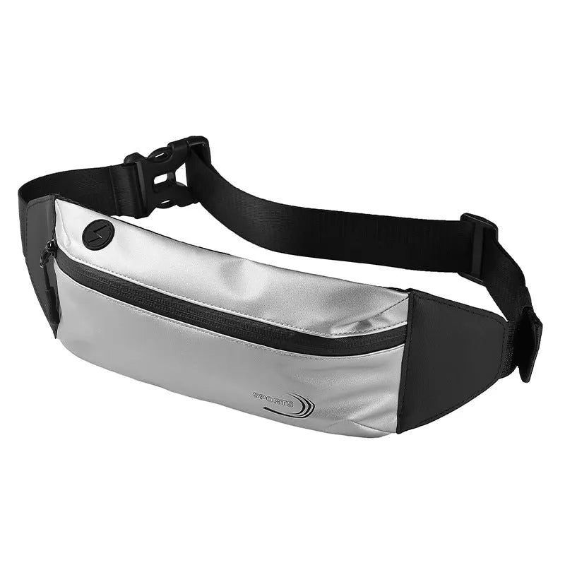 Men's blue waterproof sports waist bag made from Derm Oxford polyester, shown with adjustable strap.