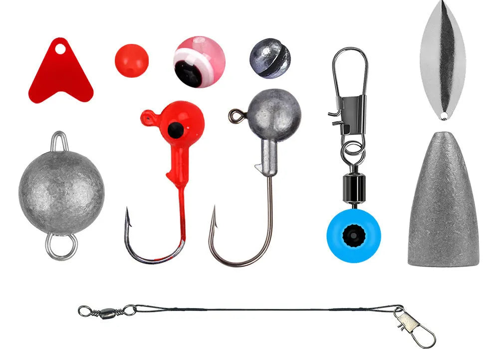 Weihe 257-piece fishing lure accessories set in orange ABS storage box
