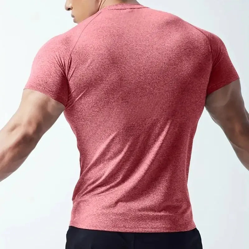 Tight stretch quick-drying short sleeve running t-shirt in polyester blend