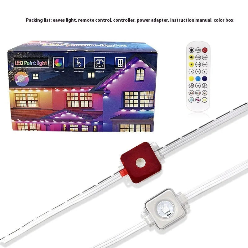 Outdoor intelligent LED lighting chain with planet designs and remote control for eaves decoration