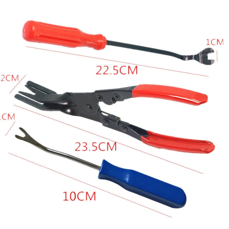 Red handle automotive clip driver for General Motors door panel nailing