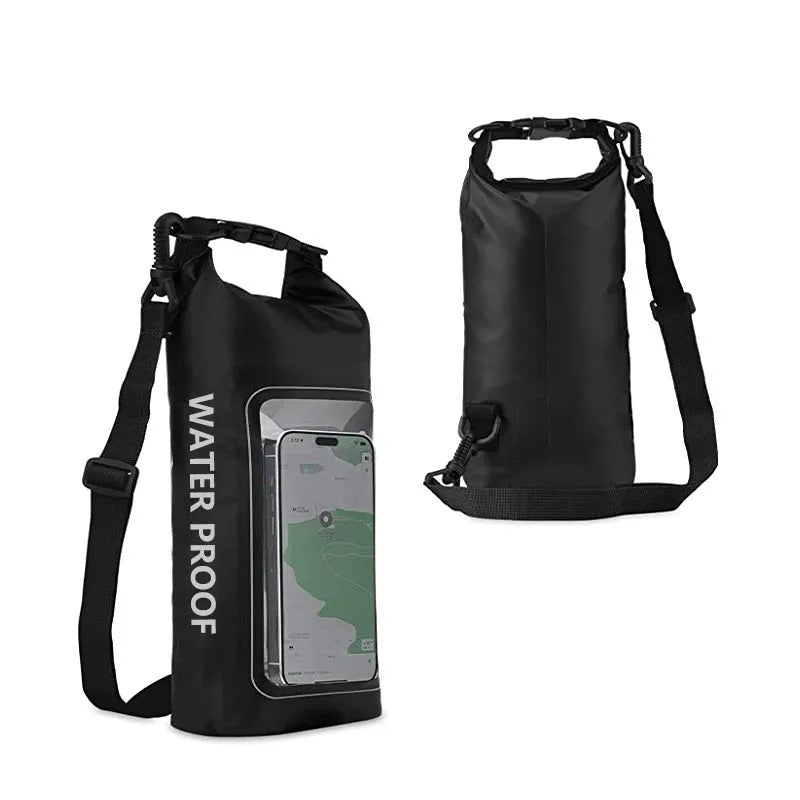 2-litre waterproof crossbody bag made of 500D PVC mesh in army green for outdoor swimming and beach use