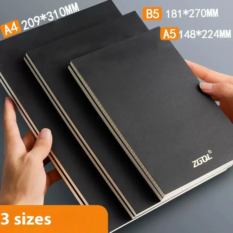 Writing pad notebook in A5, B5 and A4 sizes with 80 sheets of thickening wood-free paper