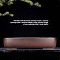 Handmade antique rectangular purple clay flower pot showing traditional finish and substantial size.