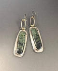 Geometric two-tone marble pattern alloy drop earrings with minimalist design